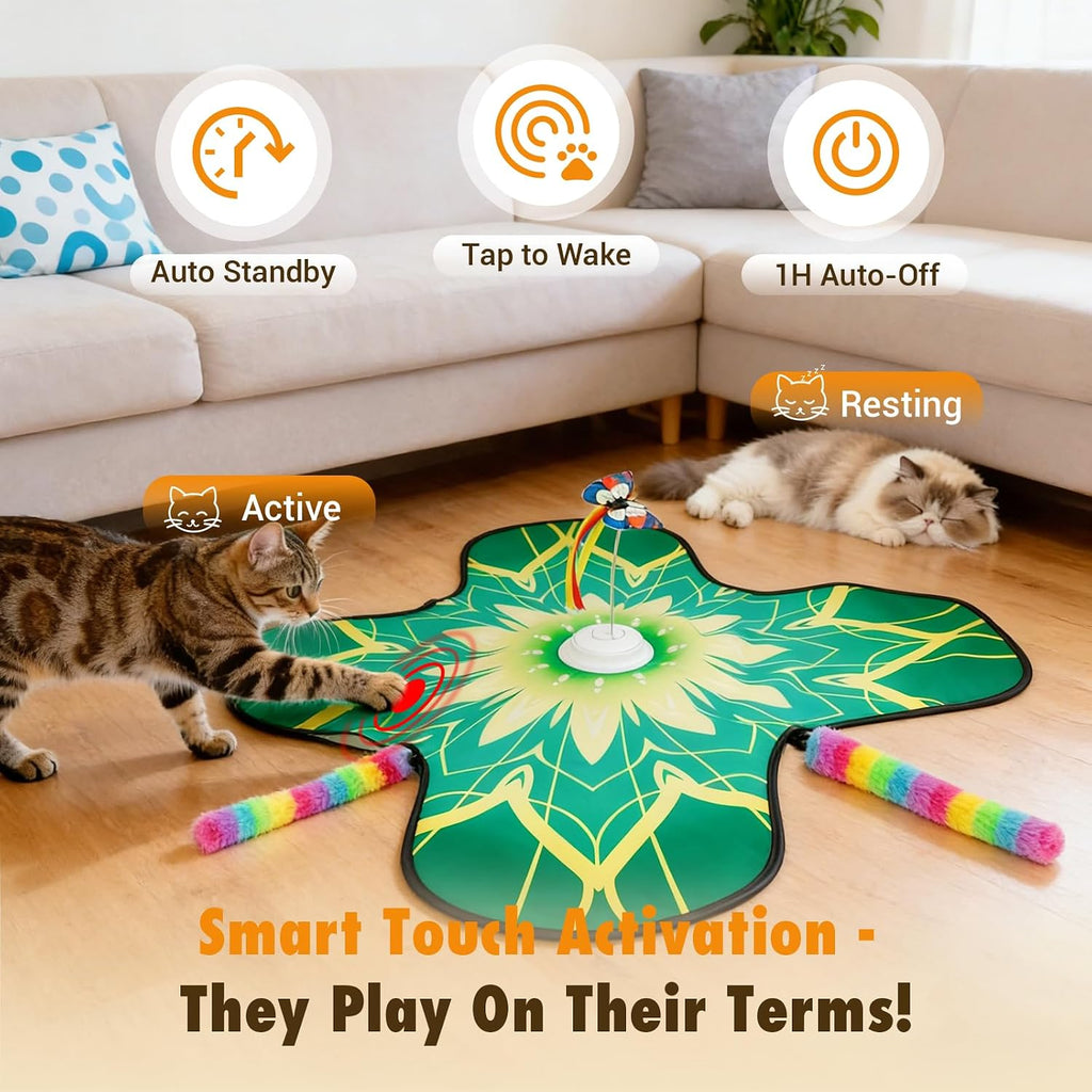 Interactive Indoor Cats Toy, Rechargeable Touch Automatic Hide and Seek Mat