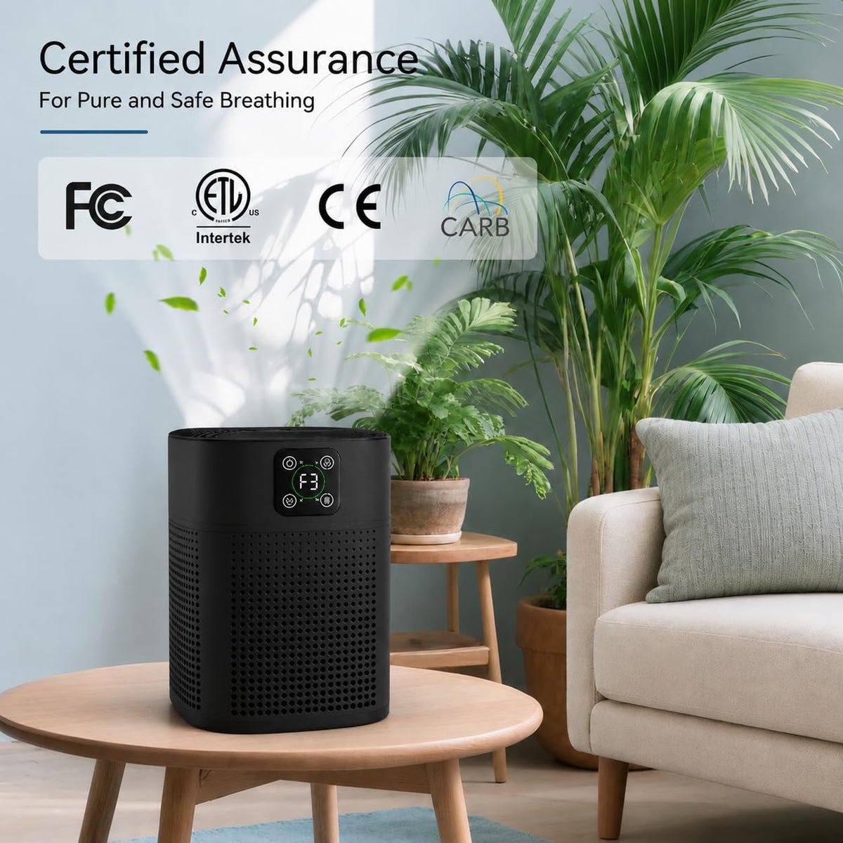 Honeyuan Air Purifiers for Pets, Coverage of 1095 sqft, LCD Touch Display