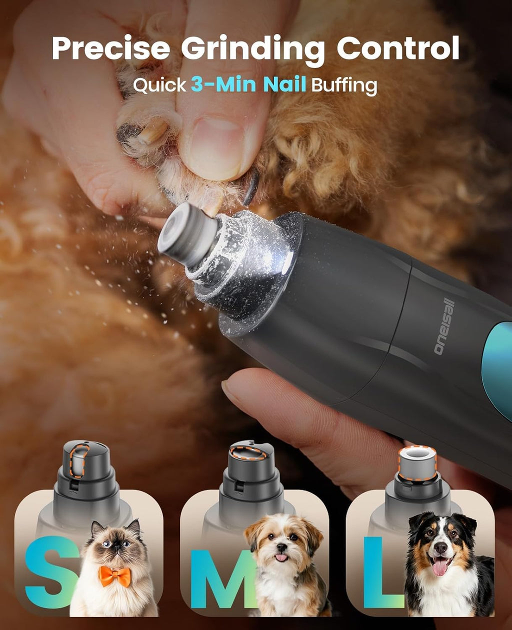 oneisall Professional 4-in-1 Dog Grooming Kit with LED Light