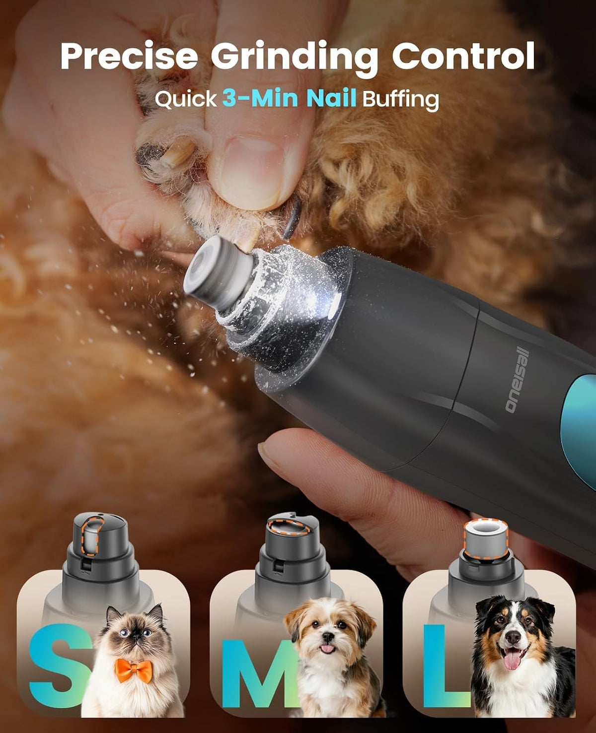 oneisall Professional 4-in-1 Dog Grooming Kit with LED Light