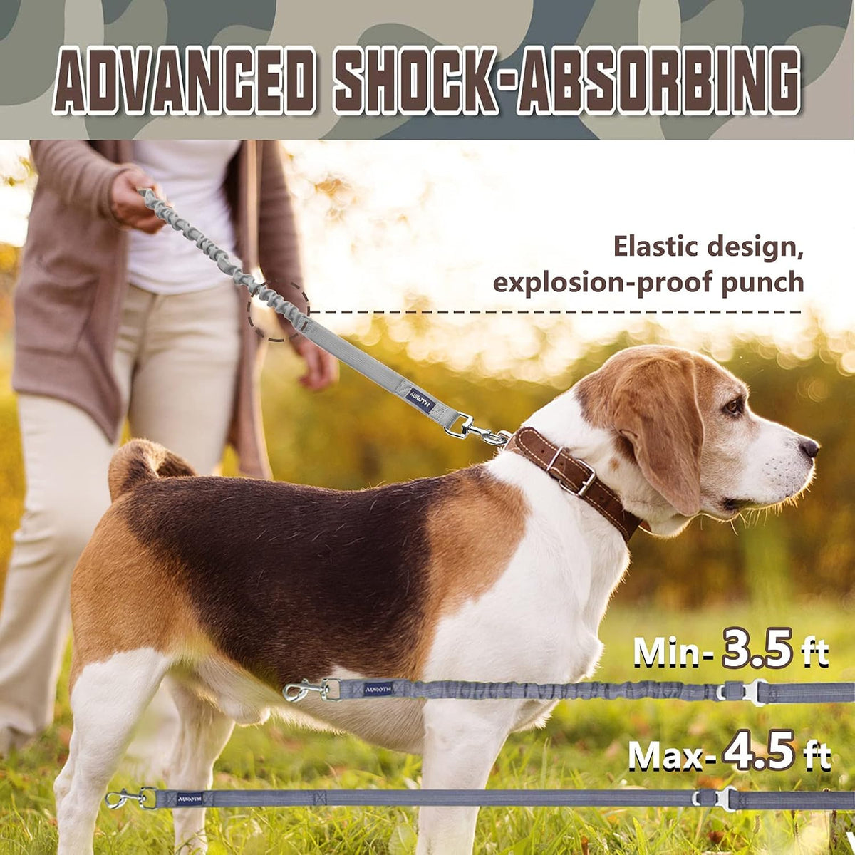 AUROTH Bungee Dog Leash for Large Dogs, No Pull for Shock Absorption