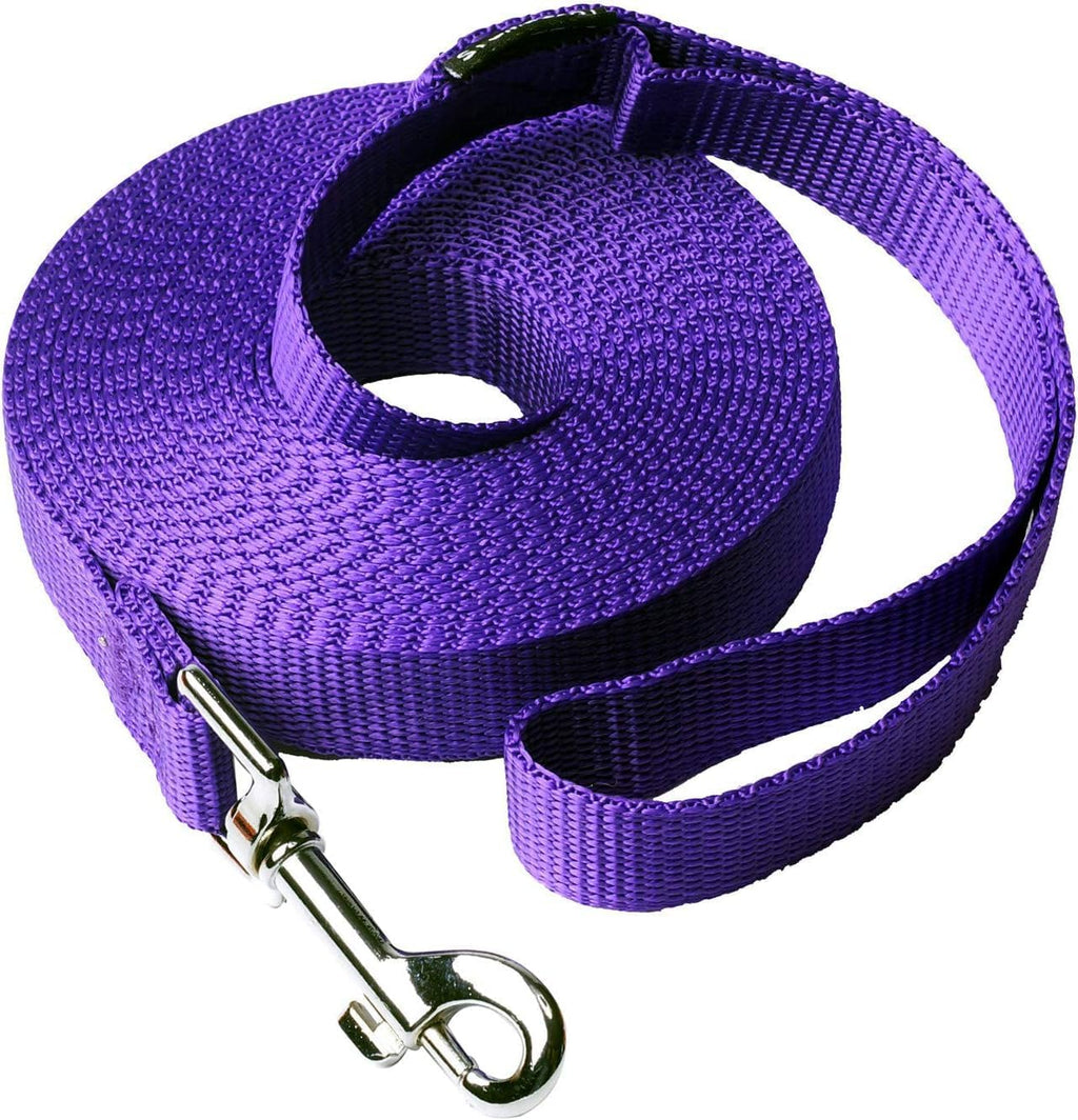 Dog/Puppy Obedience Recall Training Agility Lead - 20ft Long Training Leash，3/4in Wide - Great for Play, Camping, or Backyard（Purple,20 Feet）