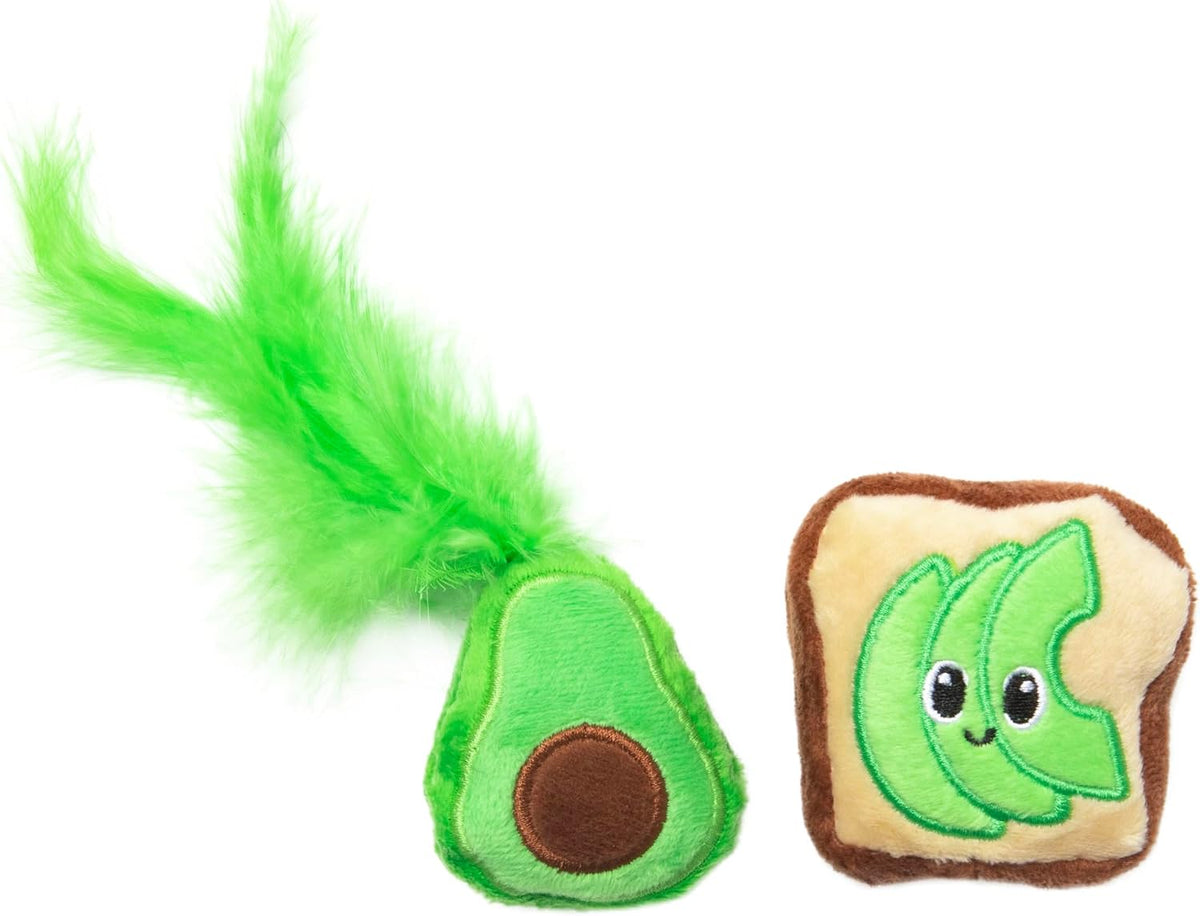 Quirky Kitty Avocado Toast Catnip Plush Cat Toy, Pack of 2, Soft and Safe