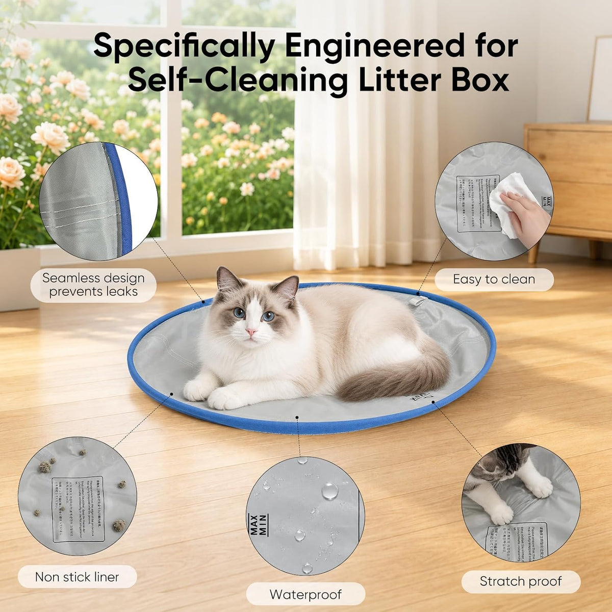 Waterproof Cat Liner Pad for Self-Cleaning Litter Box