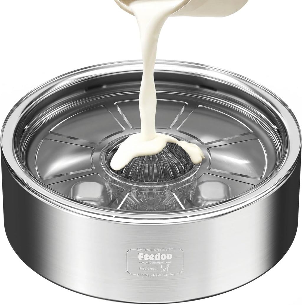Feedoo Dog Lick Bowl with Rolling Ball, Double-Wall Stainless Steel