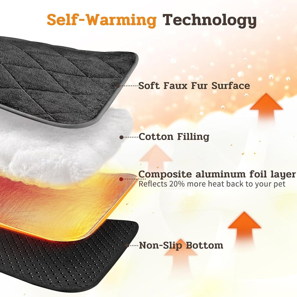 NWK Self Warming Thermal Pet Mat for Dogs and Cats (Black, X-Large)