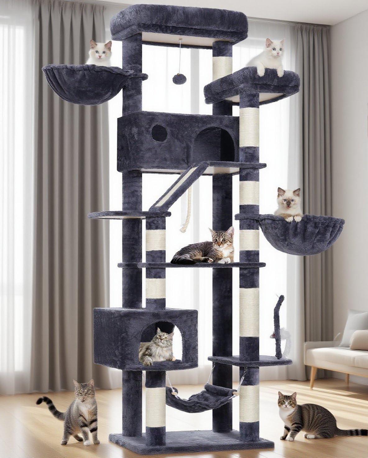 Gitelsnour Tall Cat Tree Tower for for Multiple Cats, Large Condo, GCT031G