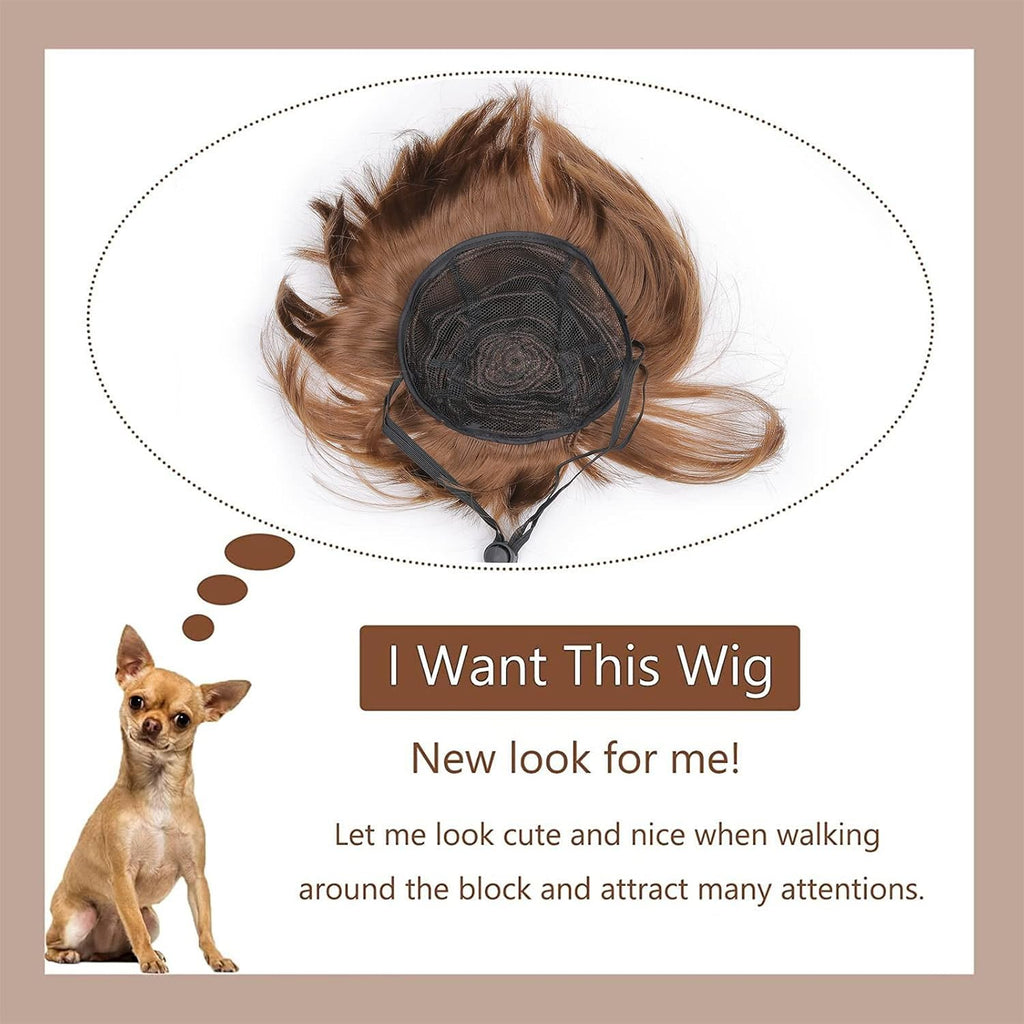 HOWWFALY Dog Costume Cat Apparel Dog Toys Curly Braids Headgear Wigs Styling Cute Funny Pet Hair Accessories Decoration for Halloween, Christmas, Parties(Flax)