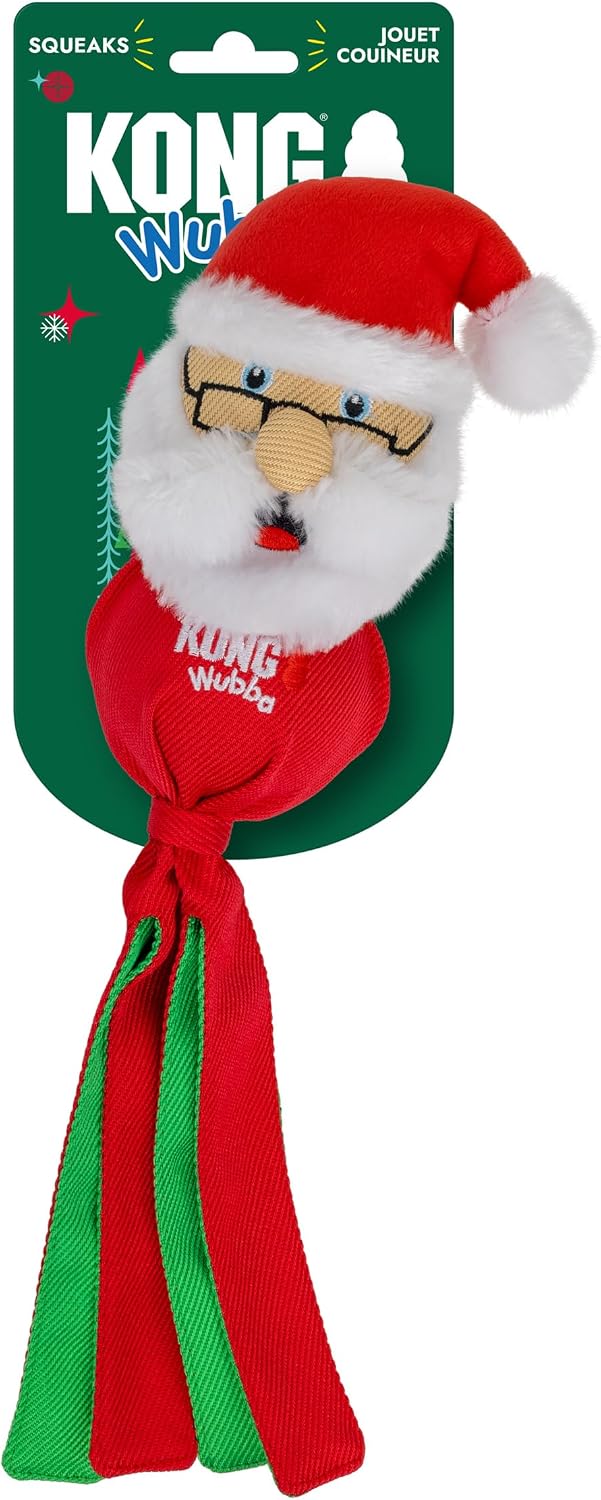 KONG Holiday Santa/Reindeer Large 2 Pack – Durable Interactive Tug & Toss Dog Toy