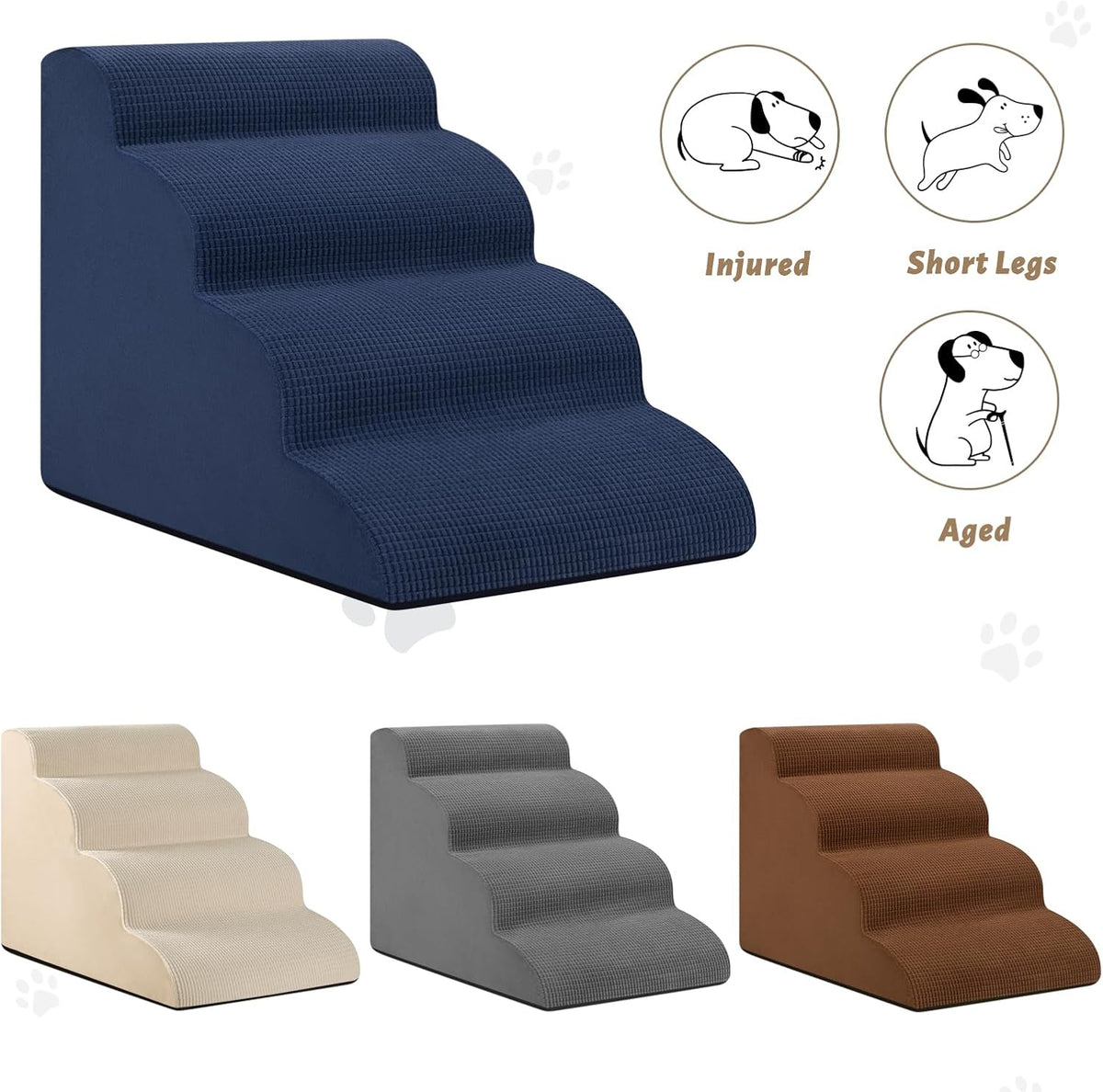 Aodisman Dog Steps for Bed or Couch,4-Step Pet Stairs Ramp for Small Dogs