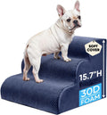 PAWSCRAT 3-Step Pet Stairs for High Beds & Sofas, 15.7''H Dog Stairs, Blue