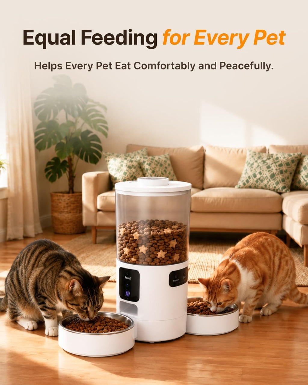 Dual-Camera Automatic Pet Feeder with 2 Bowls, 6L Smart Feeder for 2 Cats