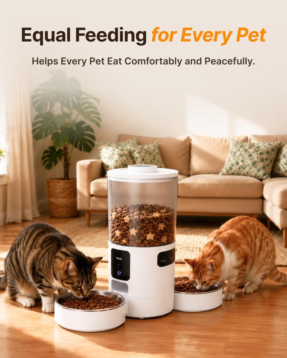 Dual-Camera Automatic Pet Feeder with 2 Bowls, 6L Smart Feeder for 2 Cats