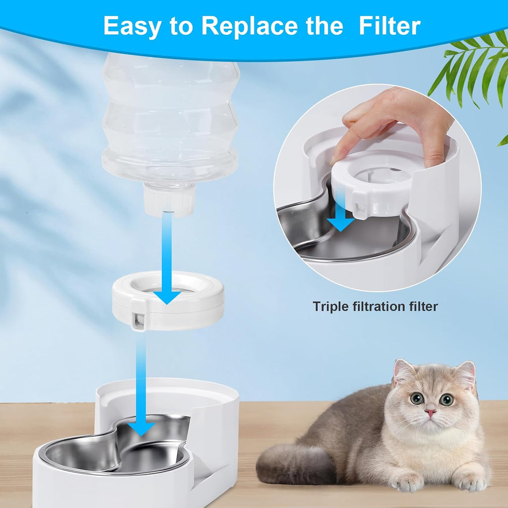 8-Pack Replacement Filters for 3L/3.6L/4.6L/6L/8L Gravity Water Dispenser Replacement Filter-Triple Filtration Pet Fountain Filter, Dog Water Feeder Filter
