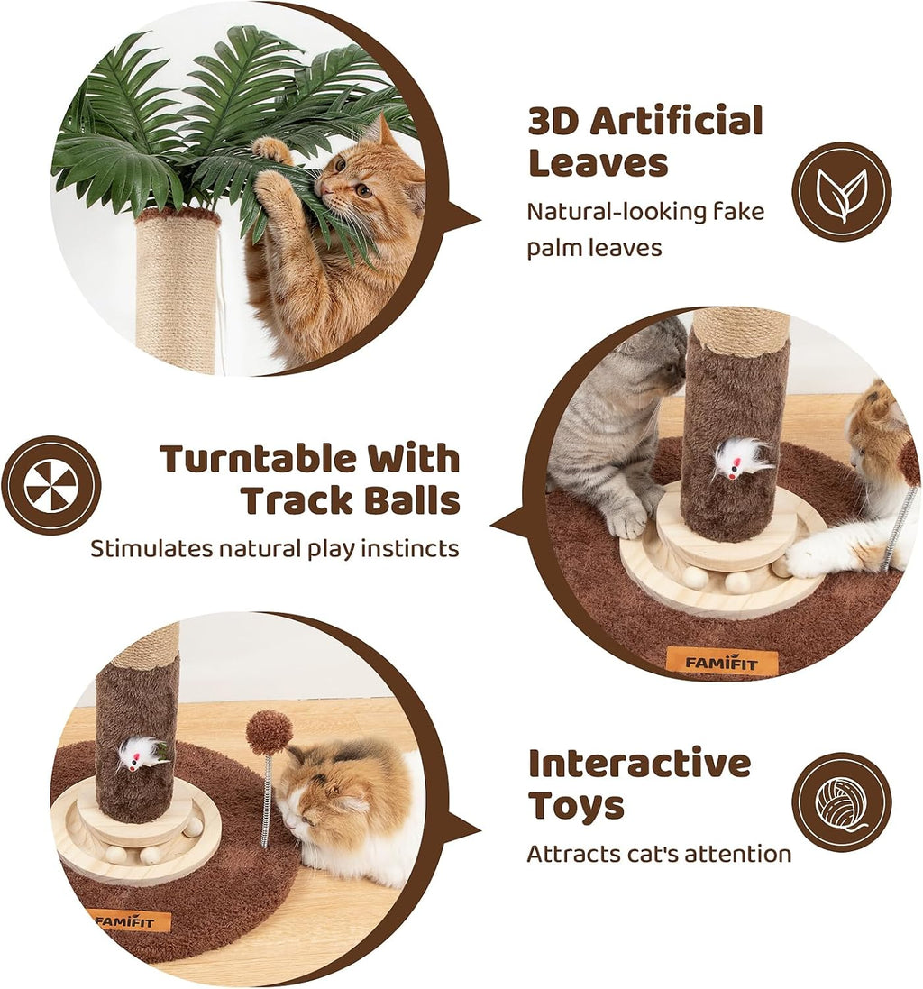 【Material Upgrade】 Famifit 53.6" Palm Tree Cat Scratching Post, Tall Tree
