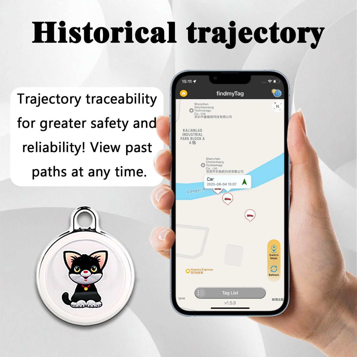 GPS Tracker for Dogs,Mini Cat Tracker,Smart Pet Tracker,No Monthly Fee