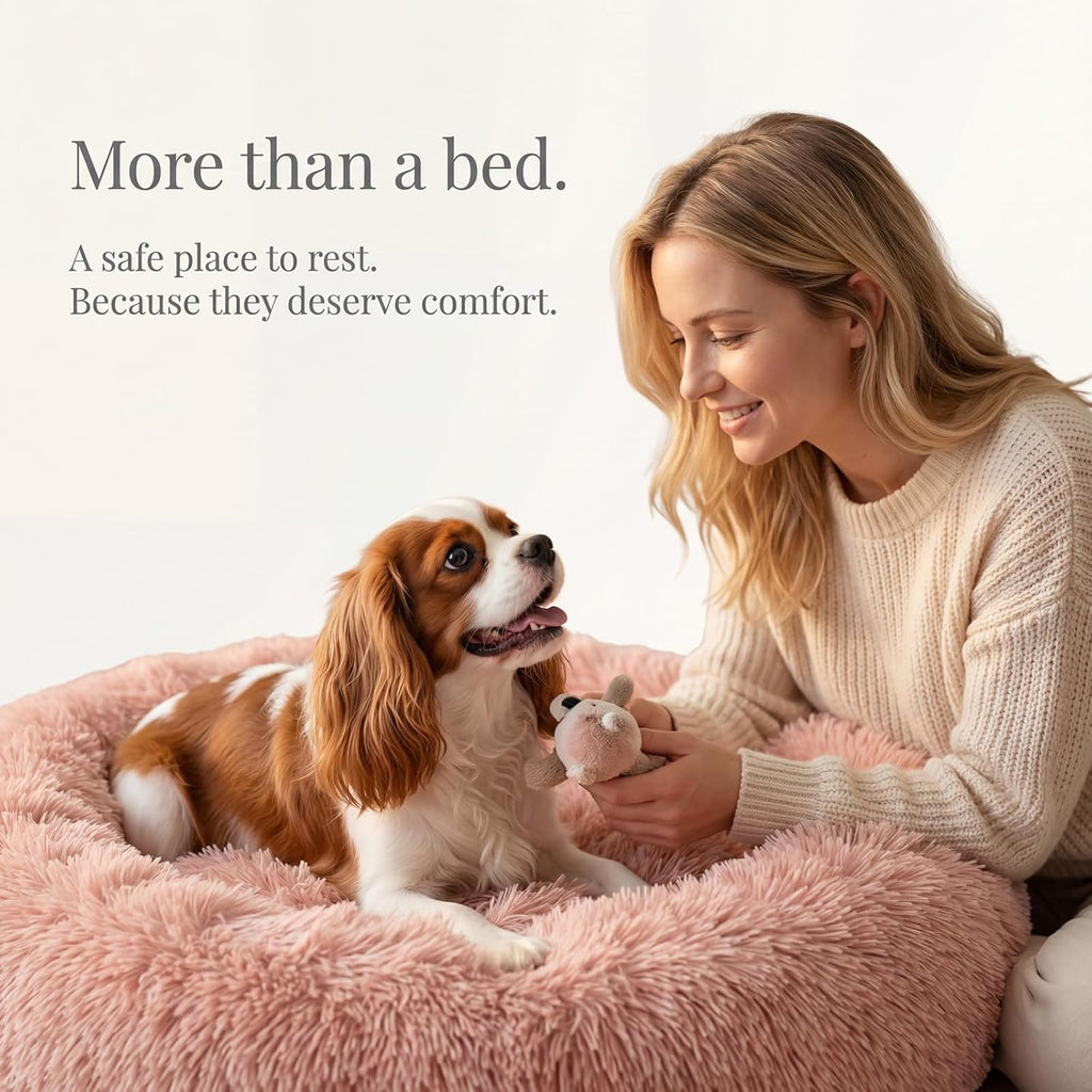 nononfish Plush Calming Dog Bed for Small Dogs,Donut Round Pet Bed