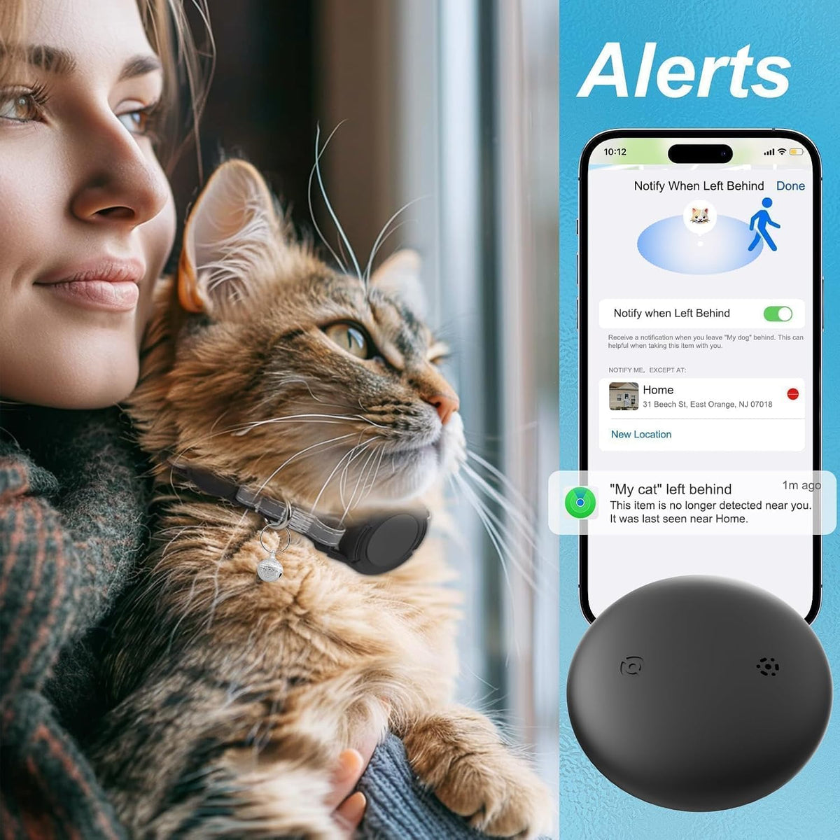 GPS Tracker for Cats, No Subscription Fees, Supports Apple Find My, 2 Pack
