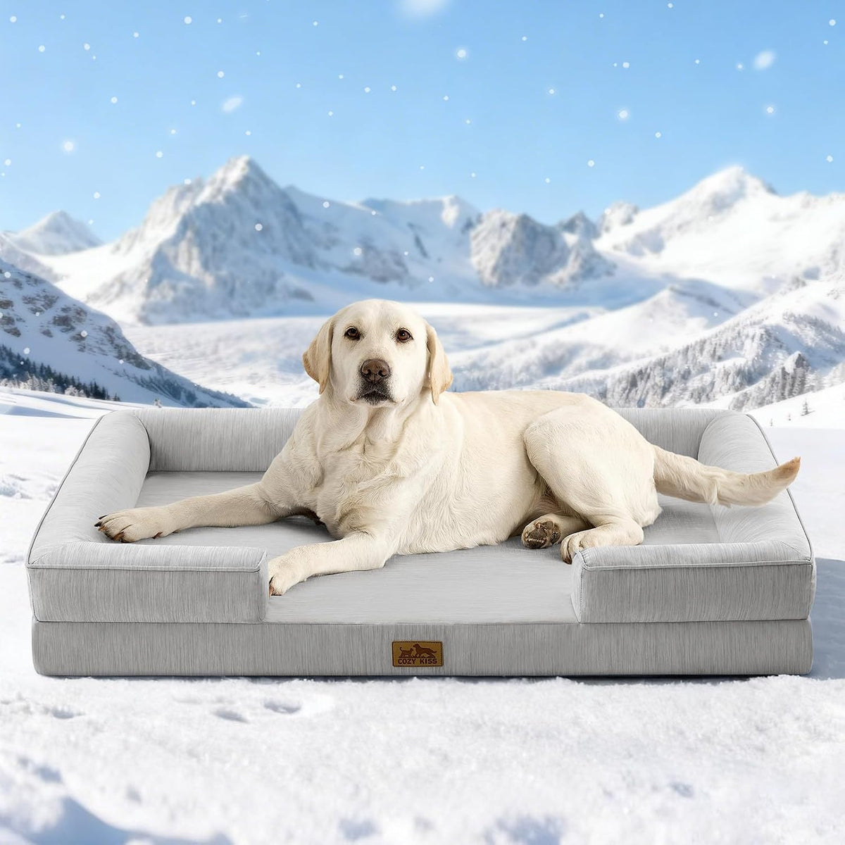 COZY KISS Cooling Orthopedic Extra Large Dog Bed, XL 44x32 inch, Grey