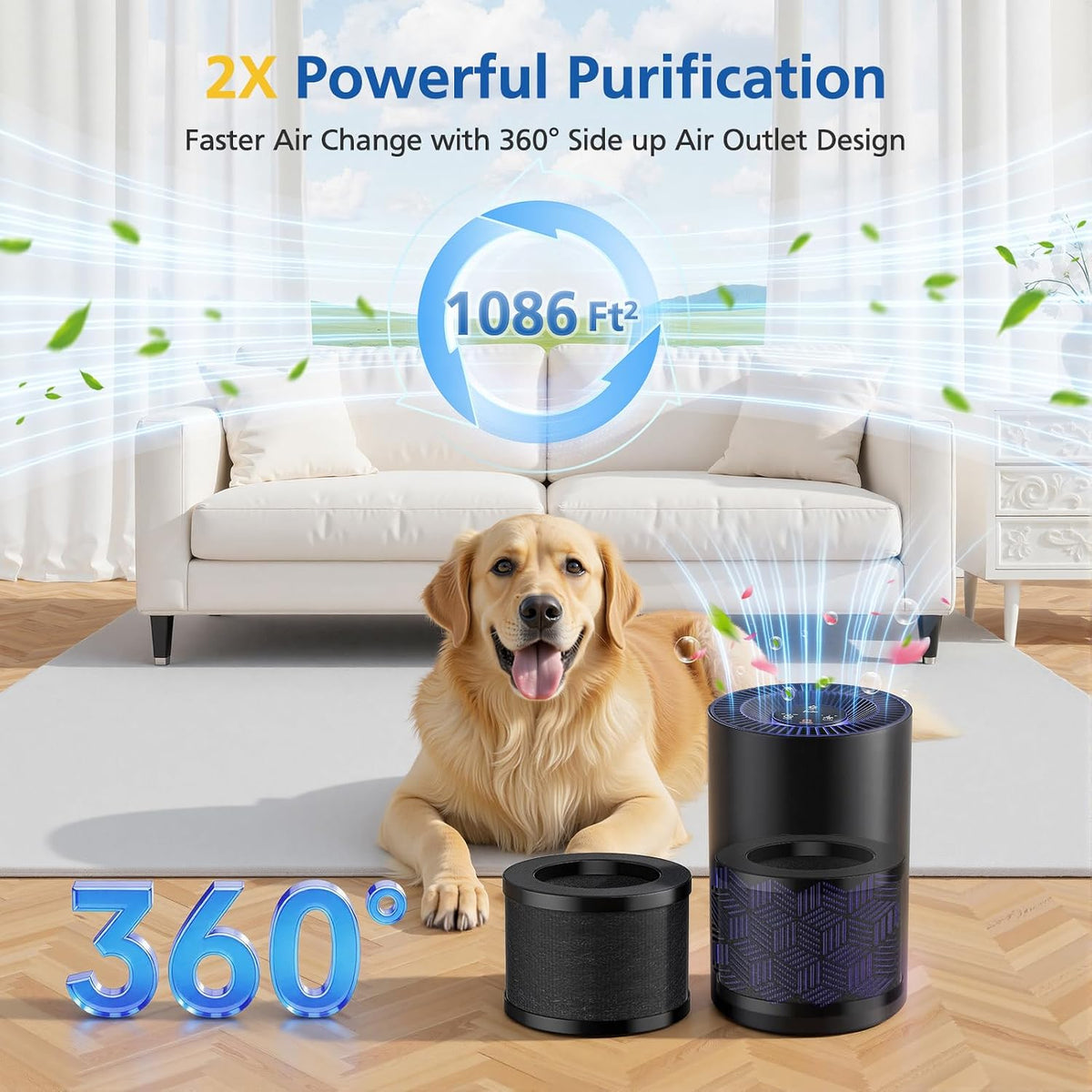 3 Pack KN6391 Replacement Filter for FreAire & VOOPNU Air Purifier, Black