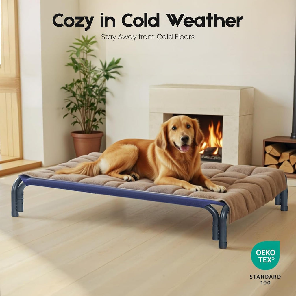 Elevated Dog Bed Outdoor Cooling Raised Cot for Medium Dogs, Blue 35.4in
