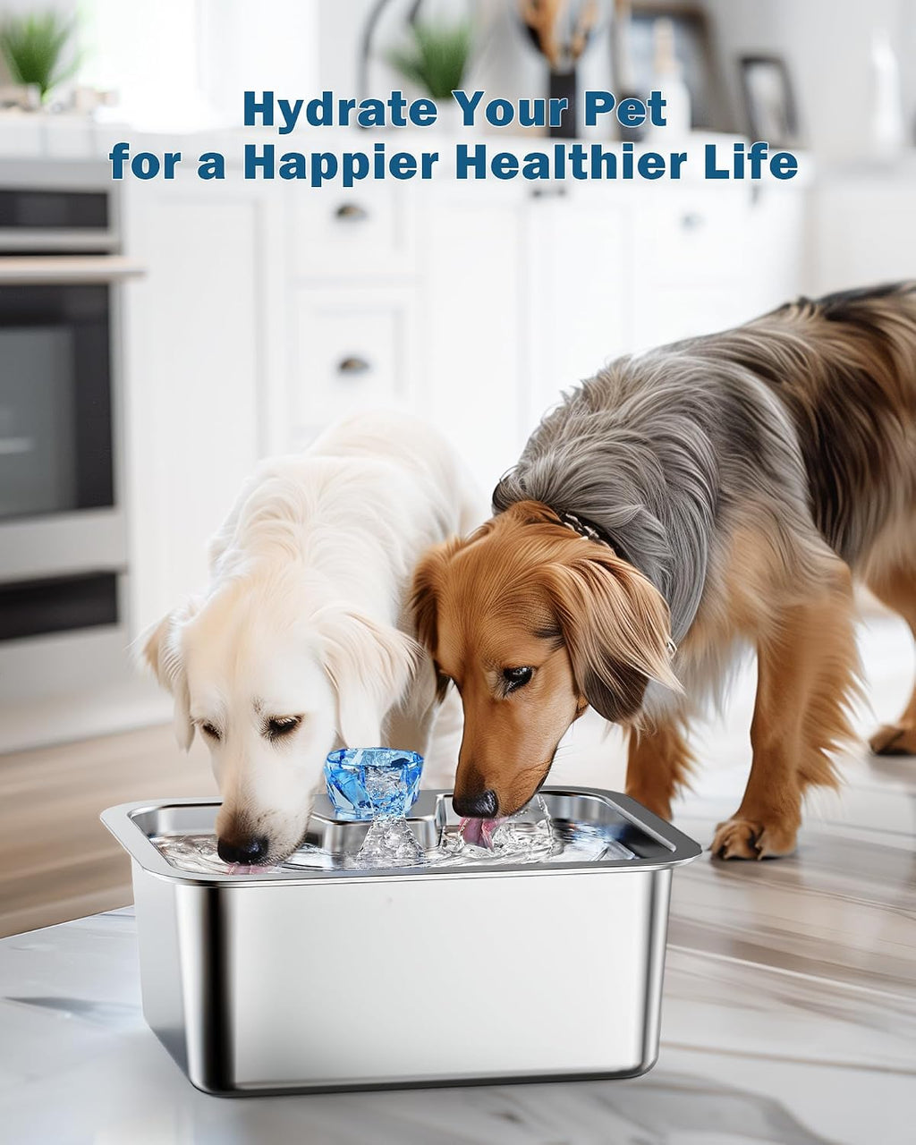 Dog Water Fountain Filters Replacement 4 Packs, 2 Months Set of Replacement Filters for Large Pet Cat Water Fountain Dog Water Bowl Dispenser, Compatible with D2341/D2223/D2322/D2340 Models