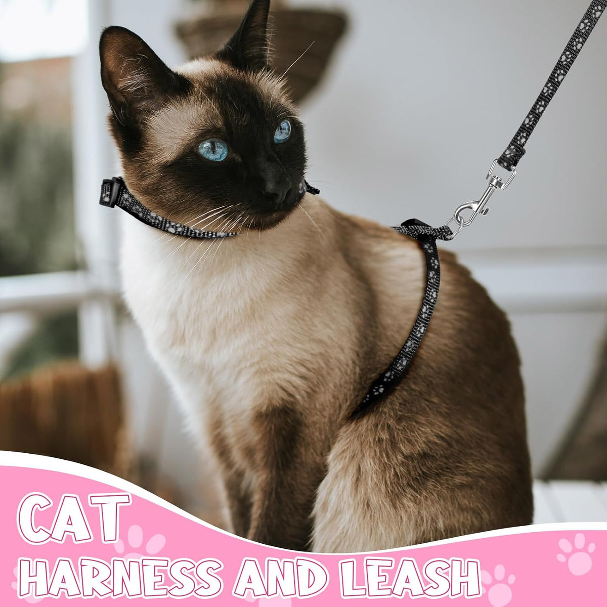 Auidy_6TXD 3 Pack Cat Harness and Leash Reflective Cat Harness