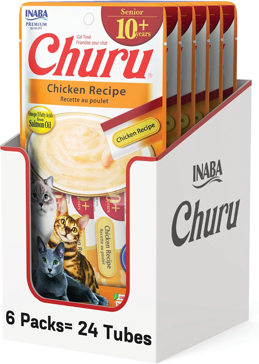 INABA Churu Senior Lickable Cat Treats, Chicken, 24ct