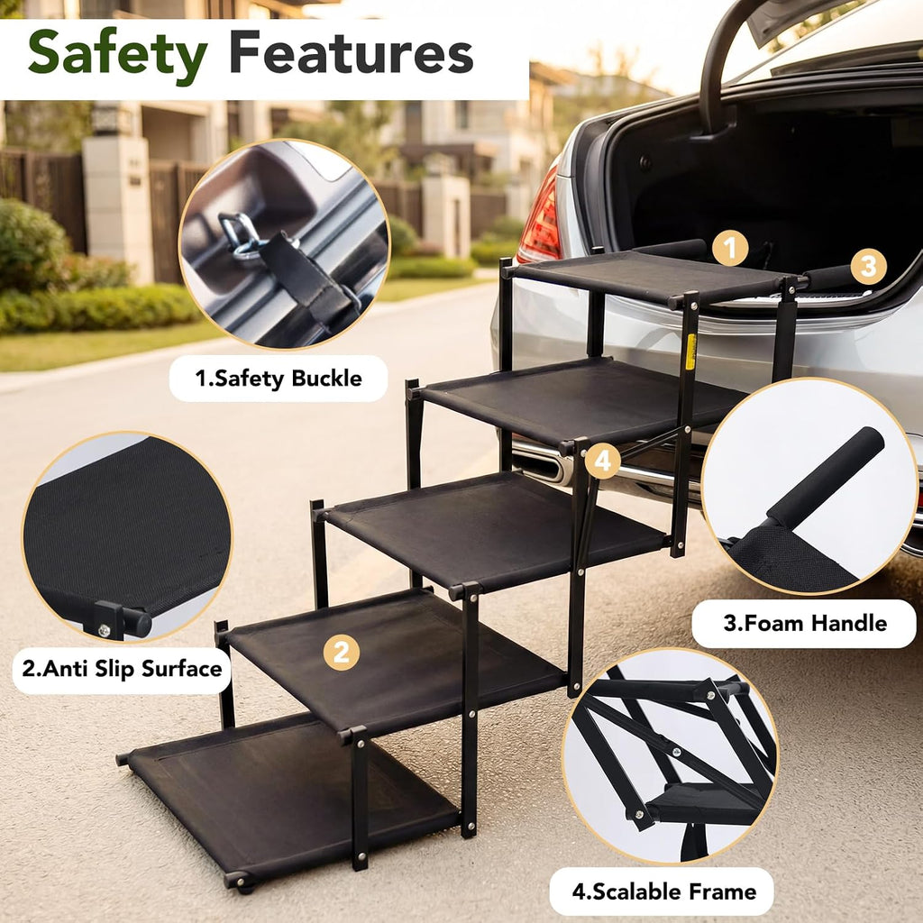 Extra Wide Dog Ramp for Car,Foldable Dog Steps for Truck SUV,150 Lbs