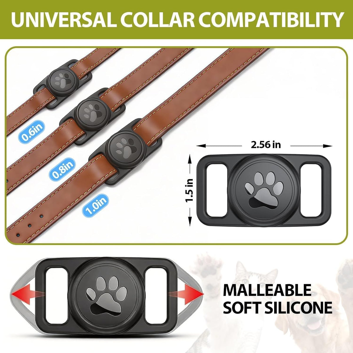 Linsaner Waterproof Dog Collar Holder for AirTag 1st & 2nd Gen, Dark Blue