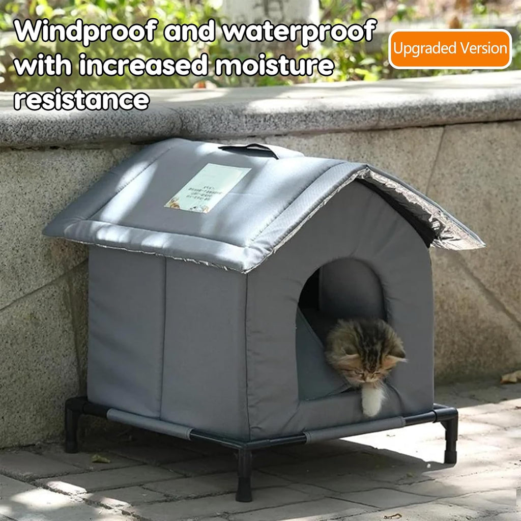 Outdoor Cat House, 2026 New Weatherproof Outside Cat House, Can Accommodate 11lb, Small Easy Assembly, Warm Shelter for Outdoor Cats