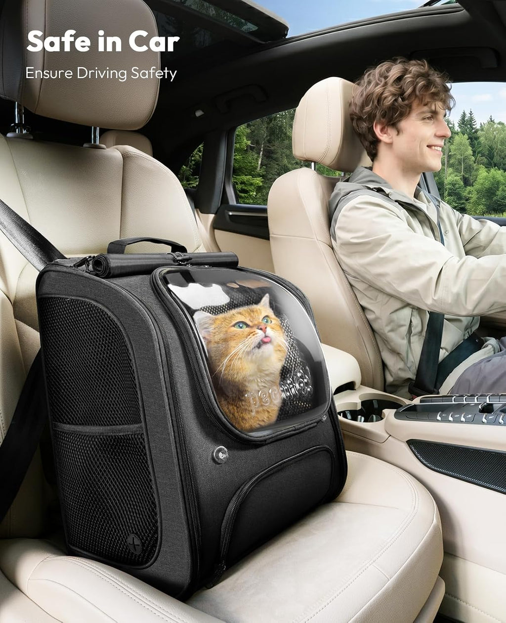 Pecute Cat Backpack Carrier,Large Space Cat Bubble Backpack,Ergonomic,Black