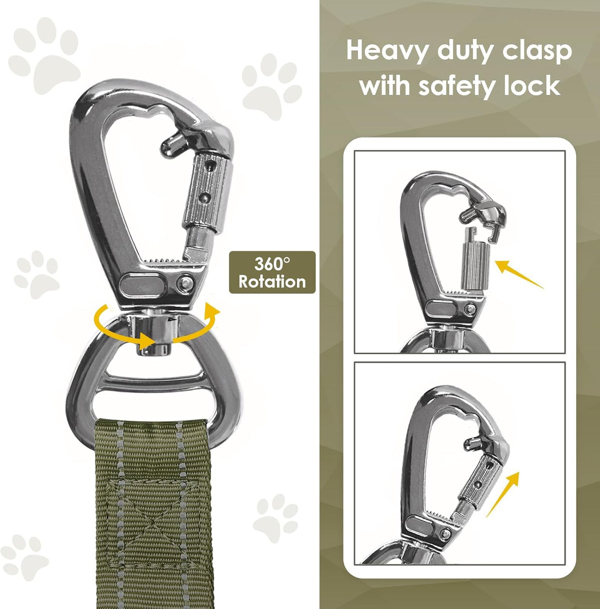 AUBELL Tactical Dog Leash Heavy Duty,4-6ft No Pull Bungee Leash,Green