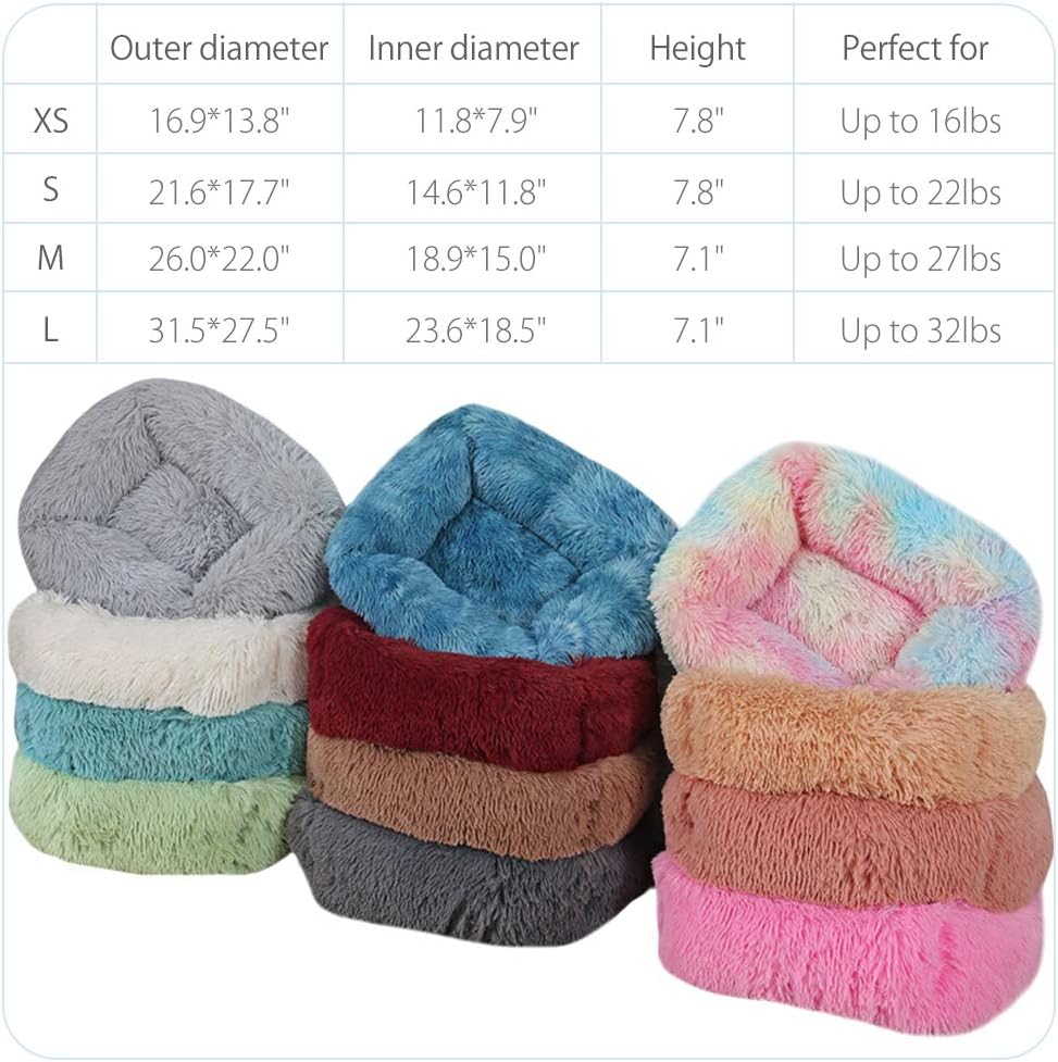 La La Pet® Donut Dog Cat Bed Cozy Cave Pet Bed Burrow Dog Bed Calming Cuddler Self-Warming Pet Bed Soft Plush Pet Cushion Improved Sleep for Cats Small Medium Dogs Brown M