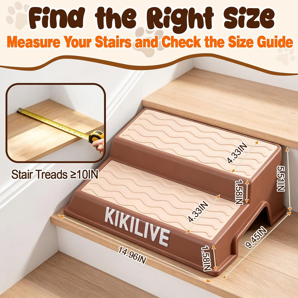 Non-Slip Dog Ramp for Stairs – 2-Step Design, for Small Dogs (4-Pack)
