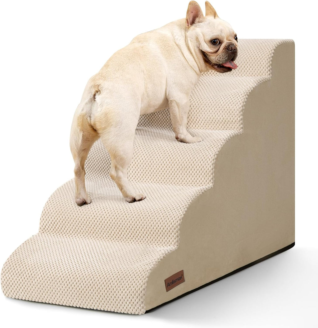 Aodisman Dog Stairs for High Beds,5 Step Pet Ramp for Dogs and Cats,22.4" H