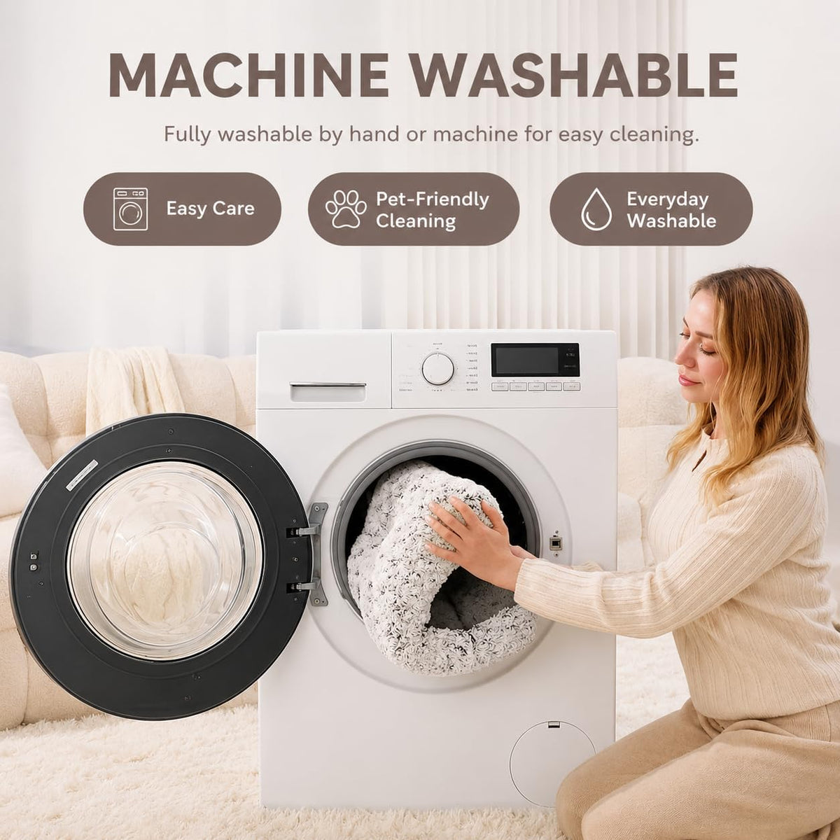 Small Dog Crate Bed Mat, Washable Plush Pad for Puppies & Cats