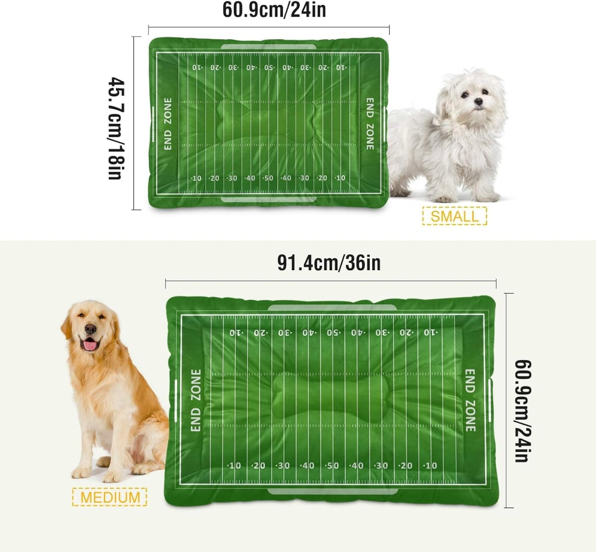 Blueangle American Football Field Dog Bed Cat Bed, Rectangle Comfortable Pet Bed, Ultra Soft Calming Dog Bed for Small Medium Large Dogs, 18" x 24"