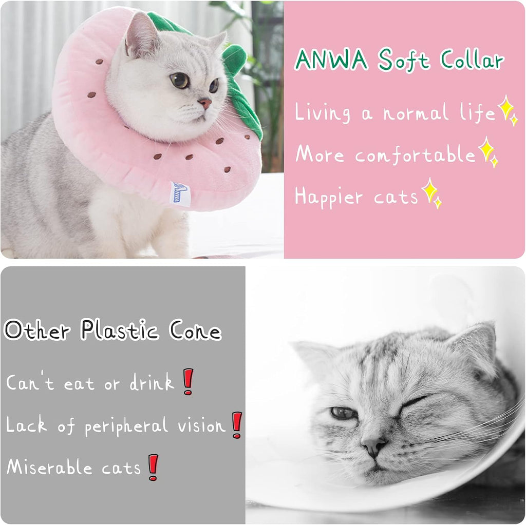 ANWA Adjustable Cat Cone Collar Soft, Cute Cat Donut Collar After Surgery
