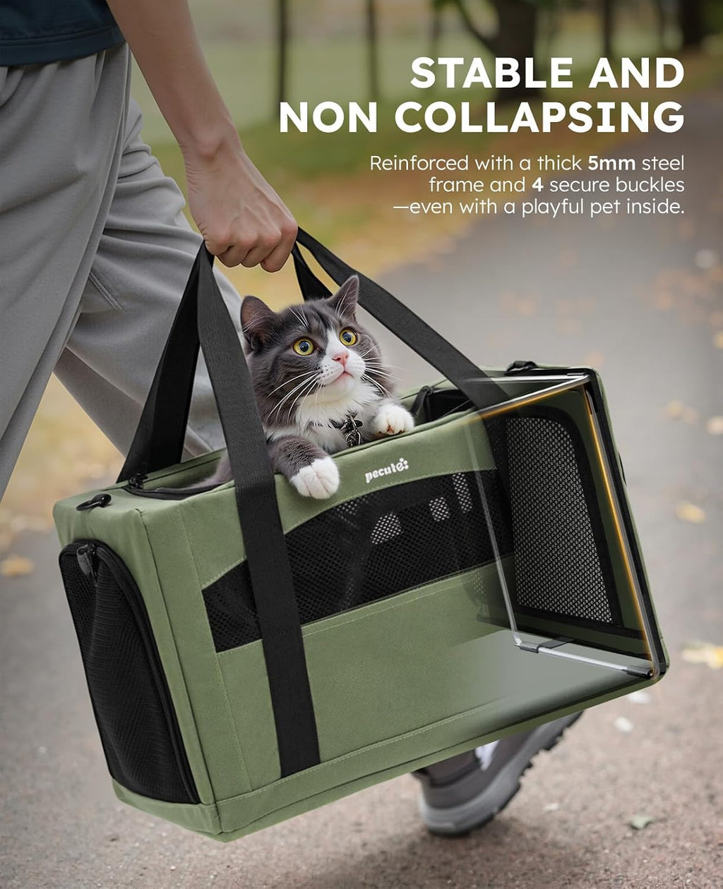 Pecute Cat Carrier Stable, Pet Carrier with Privacy Partition,Green