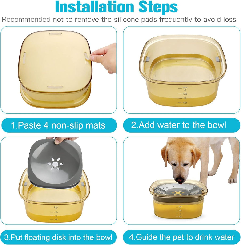 UPSKY 70oz Dog Water Bowl, No Spill Slow Drinking Feeder for Messy Drinker | Large Capacity, Spill Proof, Prevent Pet Prevents Choking, Anti-Slip, Visible Water Level, Suitable for Travel and Car Trips