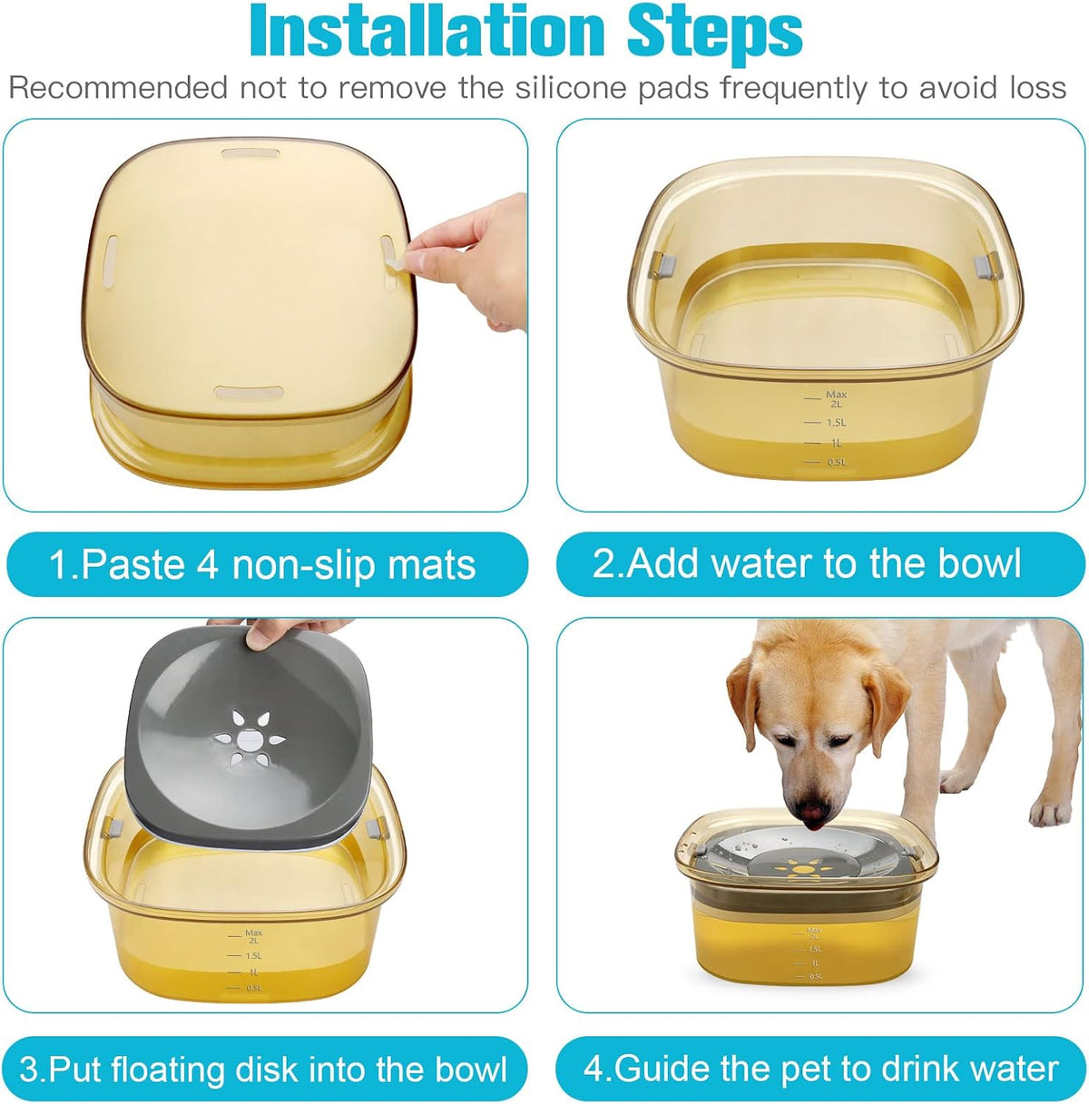 UPSKY 70oz Dog Water Bowl, No Spill Slow Drinking Feeder for Messy Drinker | Large Capacity, Spill Proof, Prevent Pet Prevents Choking, Anti-Slip, Visible Water Level, Suitable for Travel and Car Trips