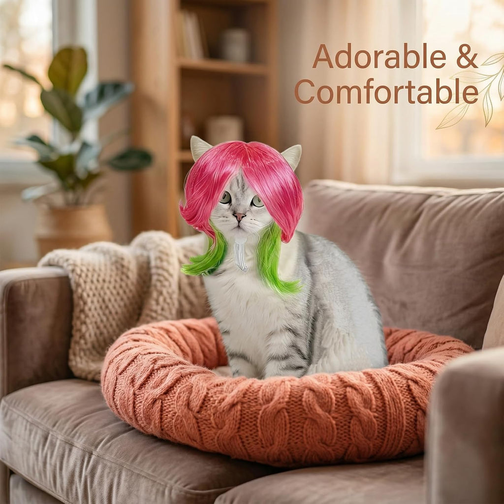 6-Piece Fun Pet Wig Set Cosplay Wigs & Costumes for Cats and Dogs - Ideal for Christmas, Pet Festivals, Halloween and Other Parties