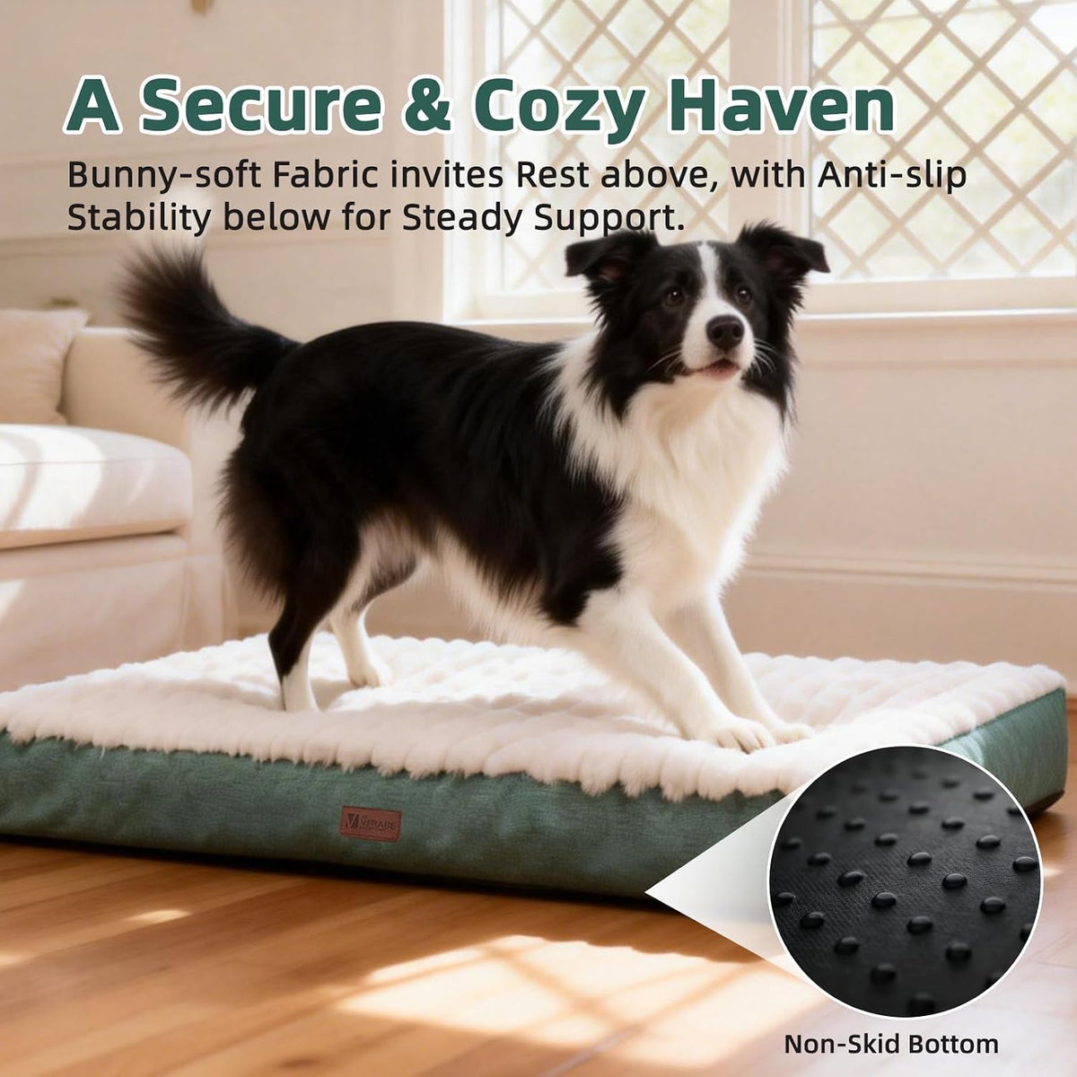 Orthopedic Dog Bed for Small Dogs,Firm Egg Crate Foam,Non-Slip Bottom,Green