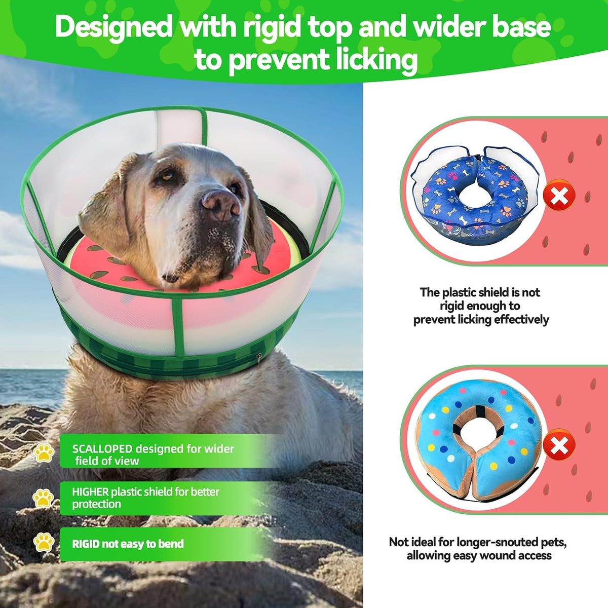 Upgraded Inflatable Dog Cone Collar to Stop Licking, Soft Dog Donut Collar