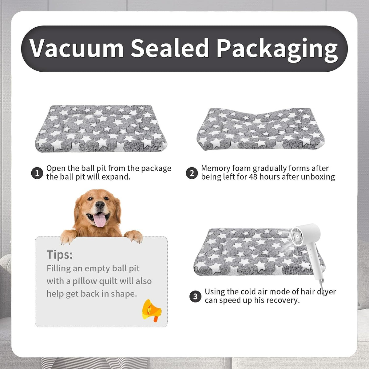 Dog Crate Mats, Dog Bed Mat, Cat Mat - Short Plush Pet Mat Crate Pad for Small Dogs, 1.6-inch Thick Thin Dog Mat, Machine Washable (Grey Star, 30.0" L x 20.0" W x 1.6" Th)