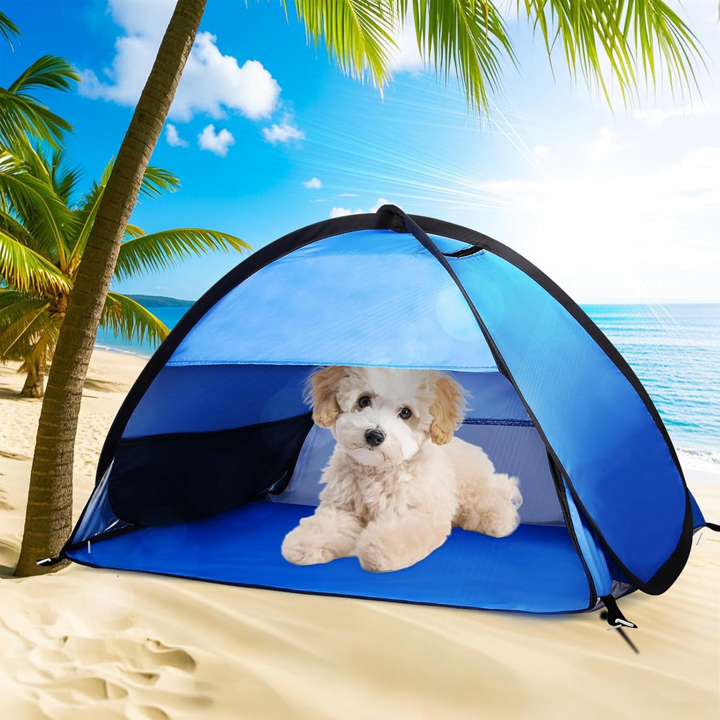 Beach Sun Shelters, Instant Sun Shade Canopy Head PopUp Canopy Automatic Shade Tent for Camping, Portable Windproof Waterproof with Mobile Phone Stand with Tent Nails, with Breathable Mesh, 70cm