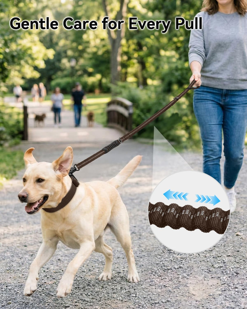 Joytale Tactical Bungee Dog Leash, Shock Absorbing No Pull, Brown