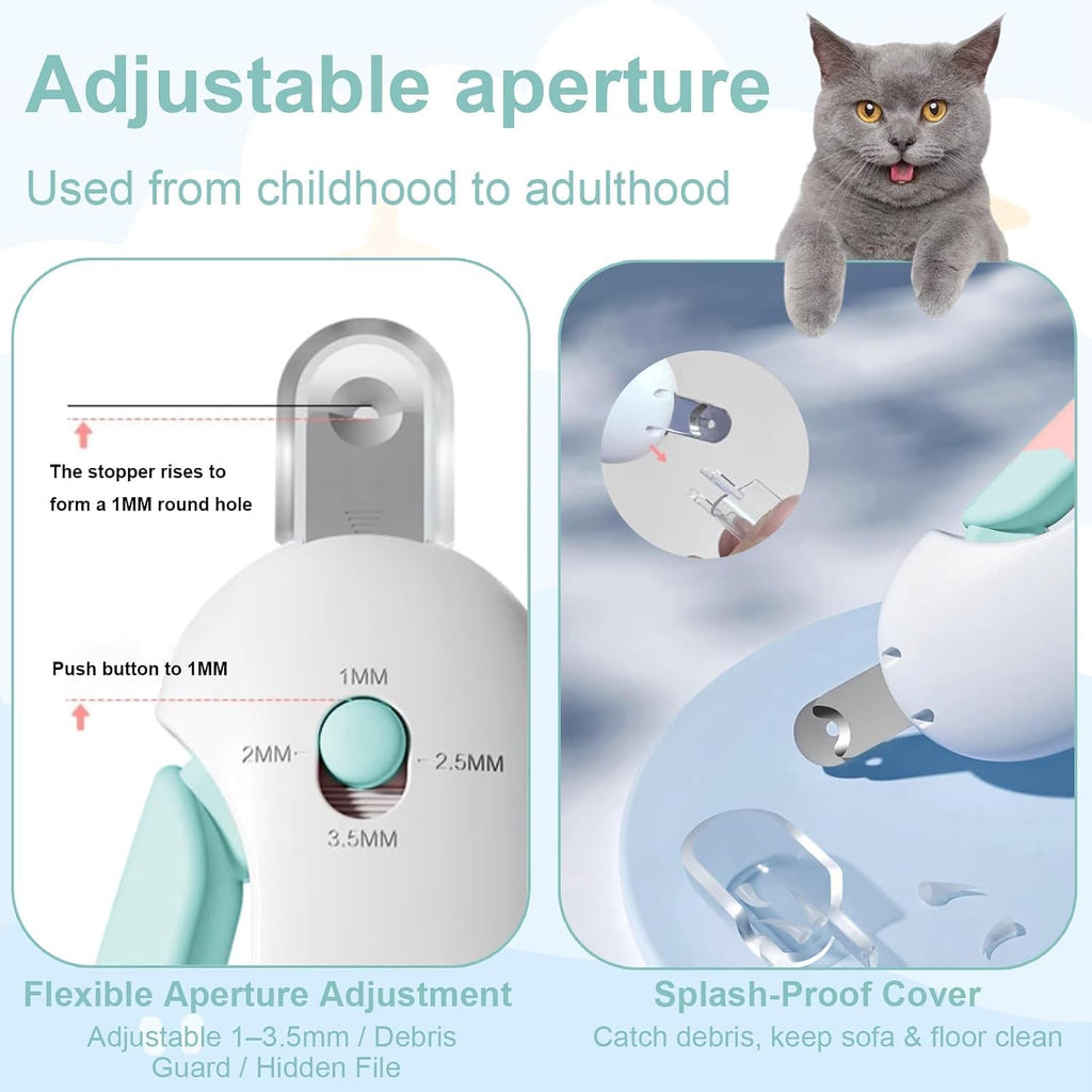 Cat Nail Clipper, Pet Nail Trimmer with 3-Level Safety Guard & Nail File