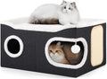 Shikha Extra Large Cat House Bed for Multi Cats with Scratch Pad Black